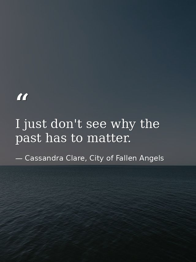 I just don't see why the past has to matter. — Cassandra Clare, City of Fallen Angels