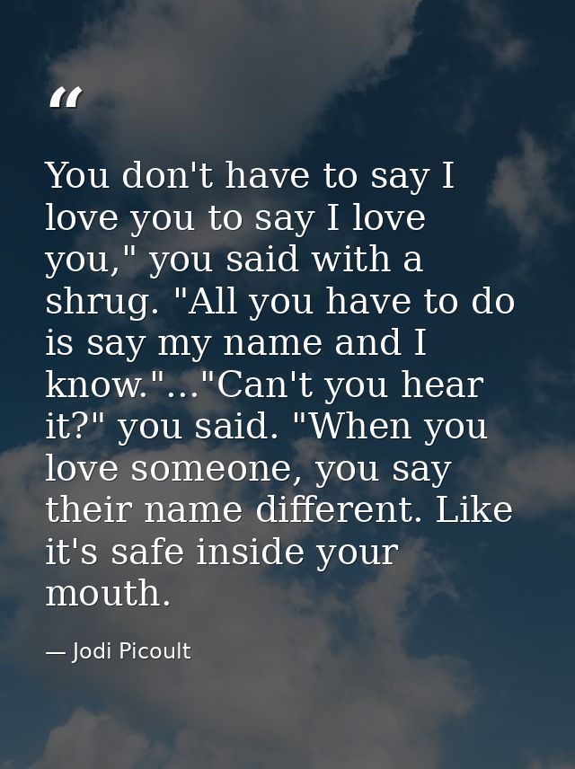 You don't have to say I love you to say I love you," you said with a shrug. "All you have to do is say my name and I kno — Jodi Picoult