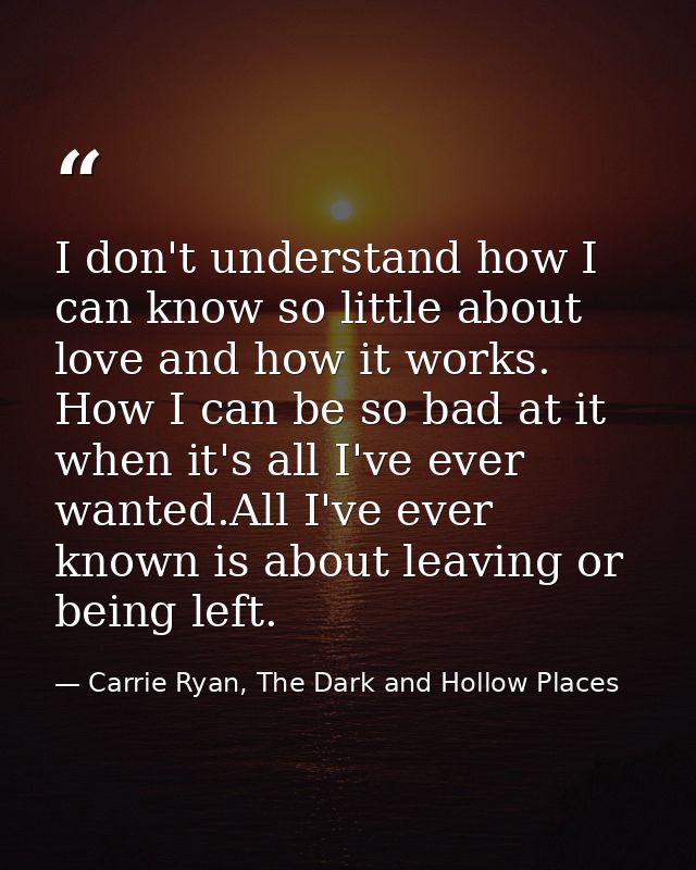 I don't understand how I can know so little about love and how it works. How I can be so bad at it when it's all I've ev — Carrie Ryan, The Dark and Hollow Places