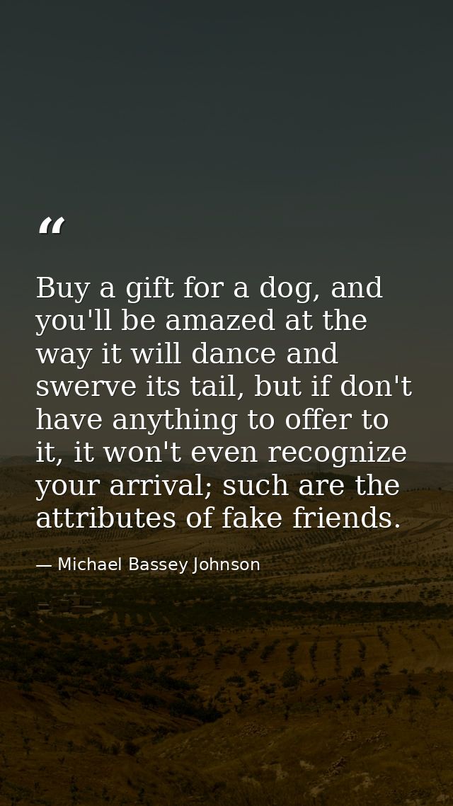 Buy a gift for a dog, and you'll be amazed at the way it will dance and swerve its tail, but if don't have anything to o — Michael Bassey Johnson