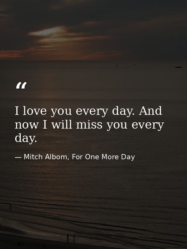 I love you every day. And now I will miss you every day. — Mitch Albom, For One More Day