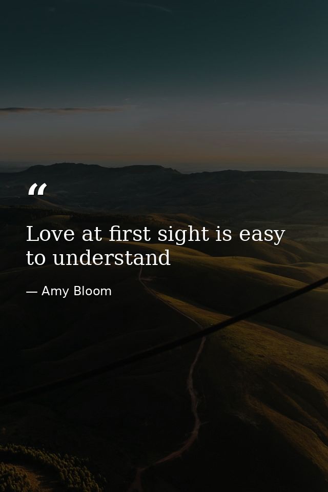 Love at first sight is easy to understand — Amy Bloom
