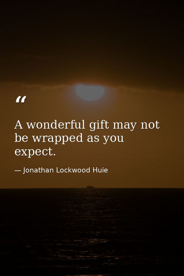 A wonderful gift may not be wrapped as you expect. — Jonathan Lockwood Huie