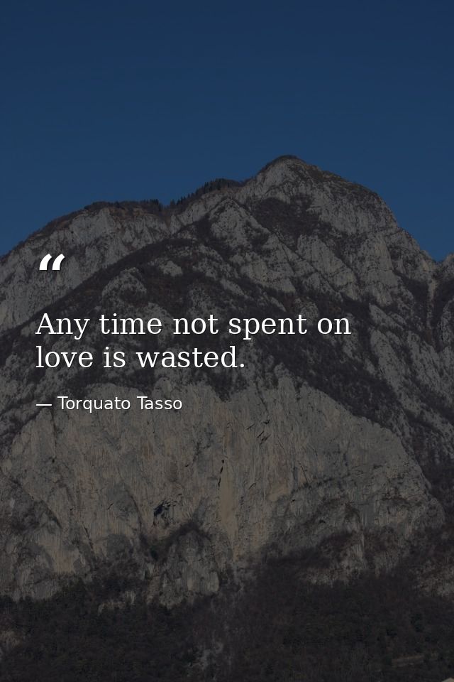 Any time not spent on love is wasted. — Torquato Tasso