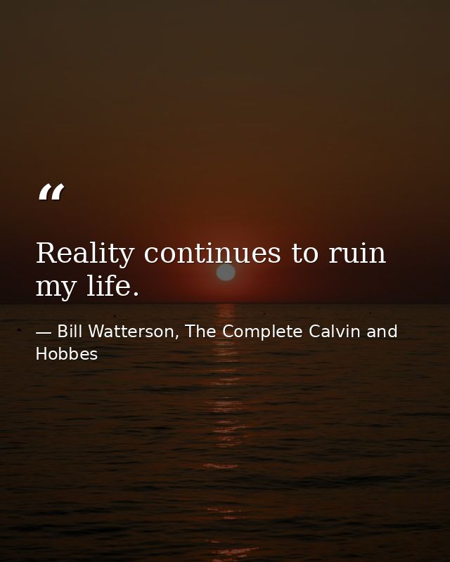 Reality continues to ruin my life. — Bill Watterson, The Complete Calvin and Hobbes