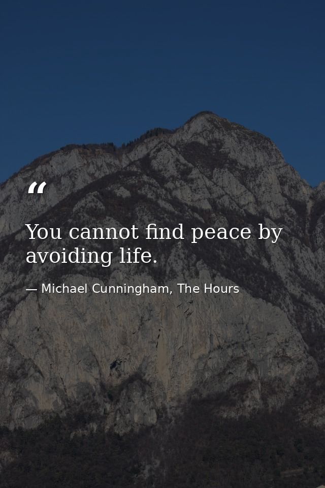 You cannot find peace by avoiding life. — Michael Cunningham, The Hours