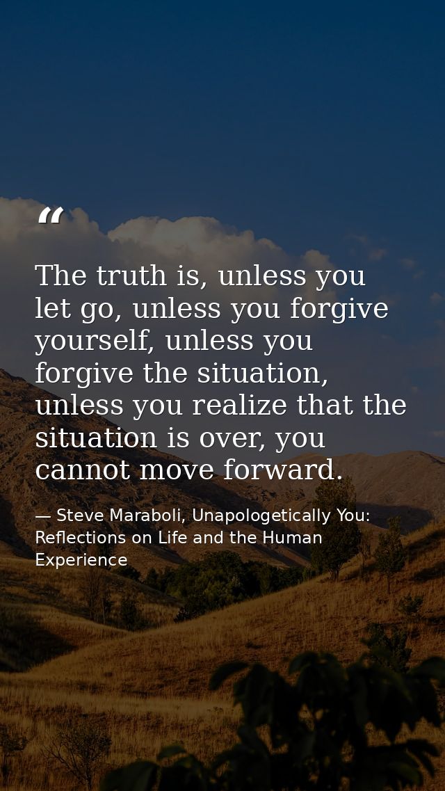 The truth is, unless you let go, unless you forgive yourself, unless you forgive the situation, unless you realize that  — Steve Maraboli, Unapologetically You: Reflections on Life and the Human Experience