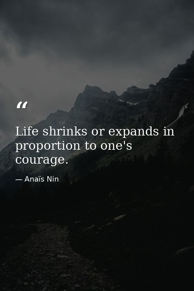 Life shrinks or expands in proportion to one's courage. — Anaïs Nin