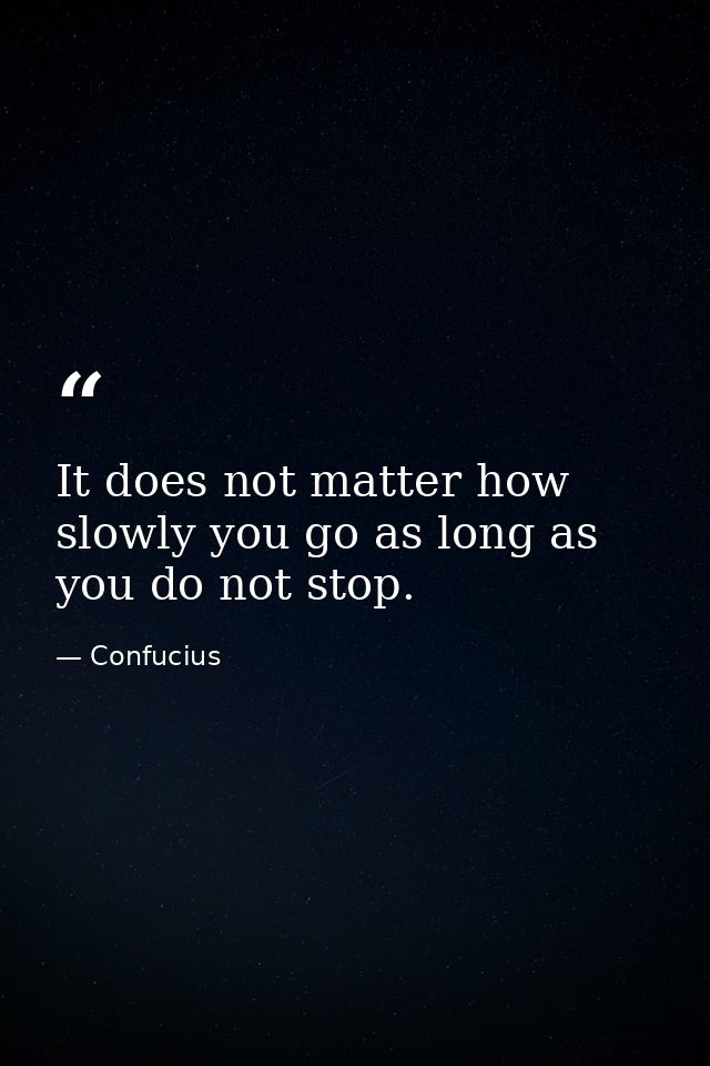 It does not matter how slowly you go as long as you do not stop. — Confucius