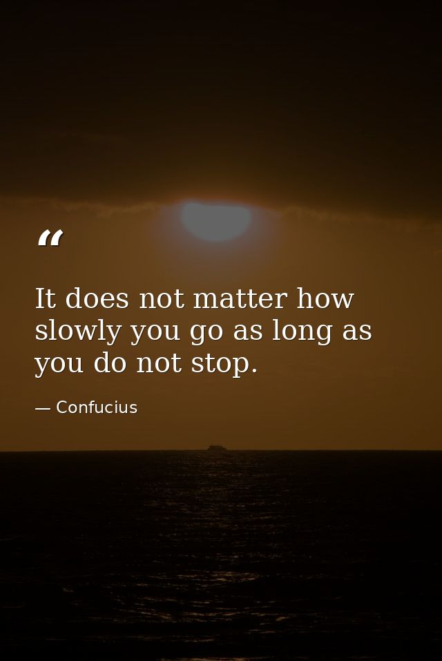 It does not matter how slowly you go as long as you do not stop. — Confucius