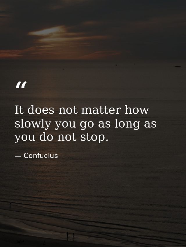It does not matter how slowly you go as long as you do not stop. — Confucius