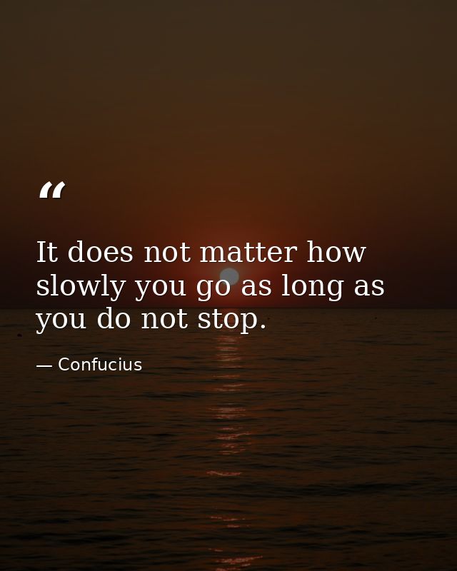 It does not matter how slowly you go as long as you do not stop. — Confucius