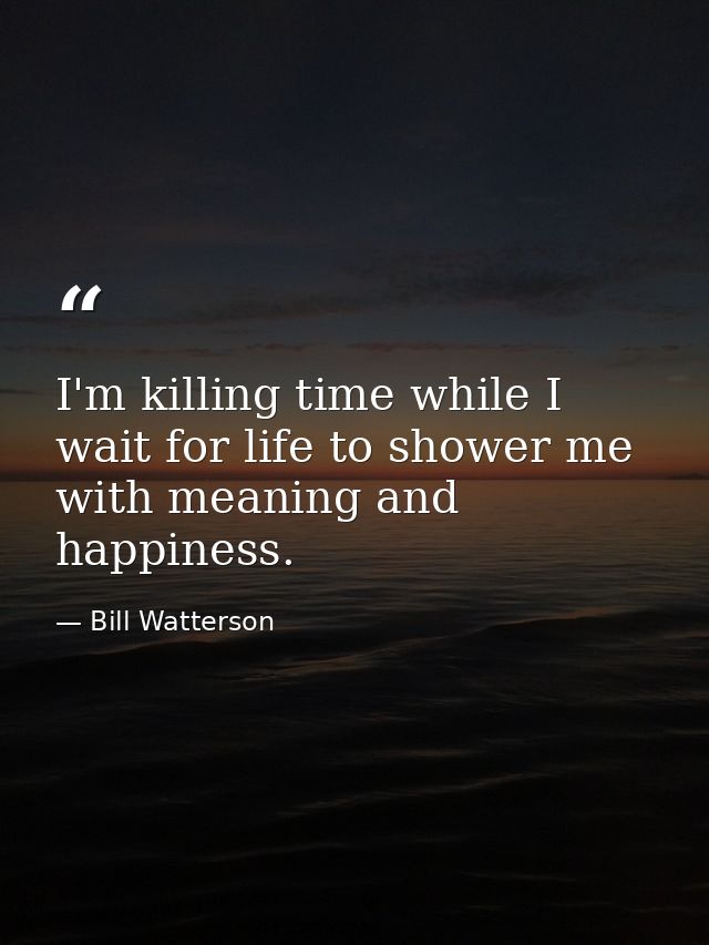 I'm killing time while I wait for life to shower me with meaning and happiness. — Bill Watterson