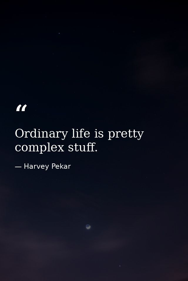 Ordinary life is pretty complex stuff. — Harvey Pekar