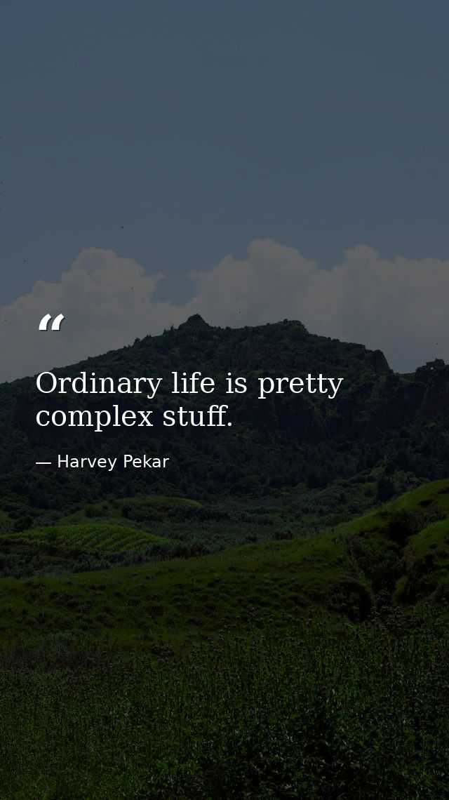 Ordinary life is pretty complex stuff. — Harvey Pekar