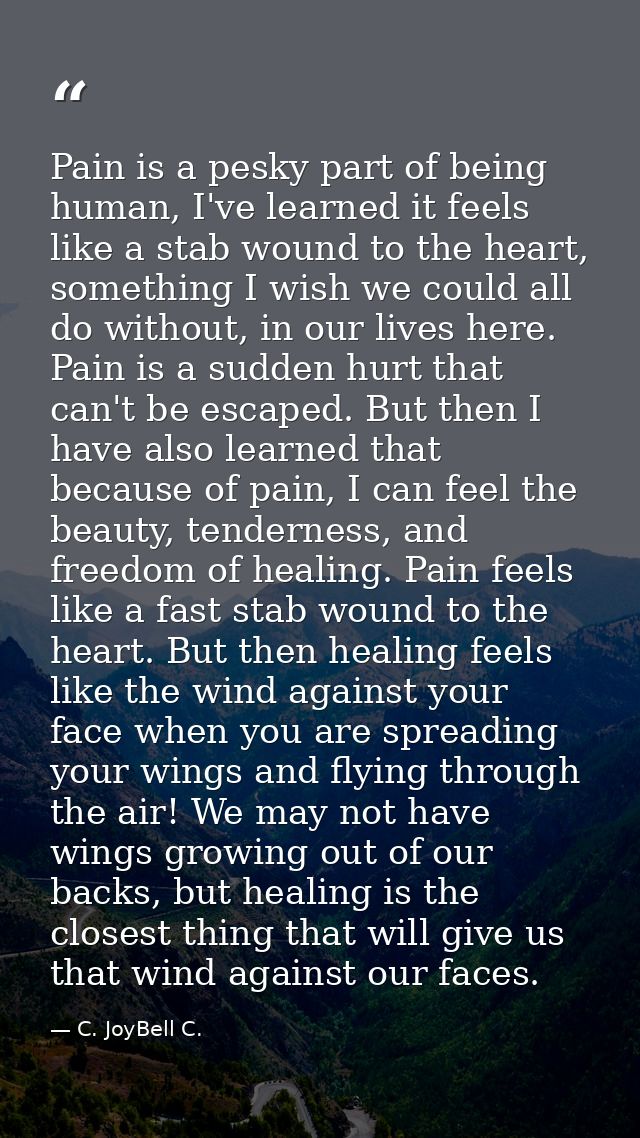 Pain is a pesky part of being human, I've learned it feels like a stab wound to the heart, something I wish we could all — C. JoyBell C.