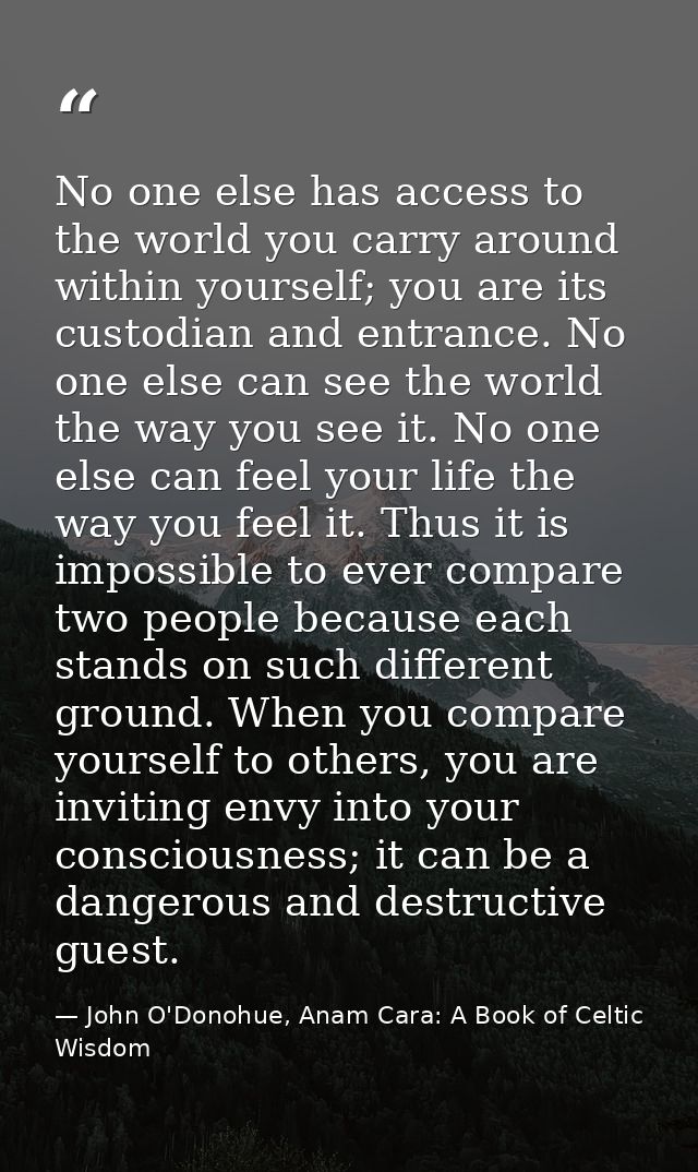 No one else has access to the world you carry around within yourself; you are its custodian and entrance. No one else ca — John O'Donohue, Anam Cara: A Book of Celtic Wisdom