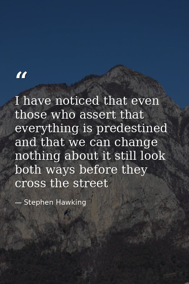 I have noticed that even those who assert that everything is predestined and that we can change nothing about it still l — Stephen Hawking