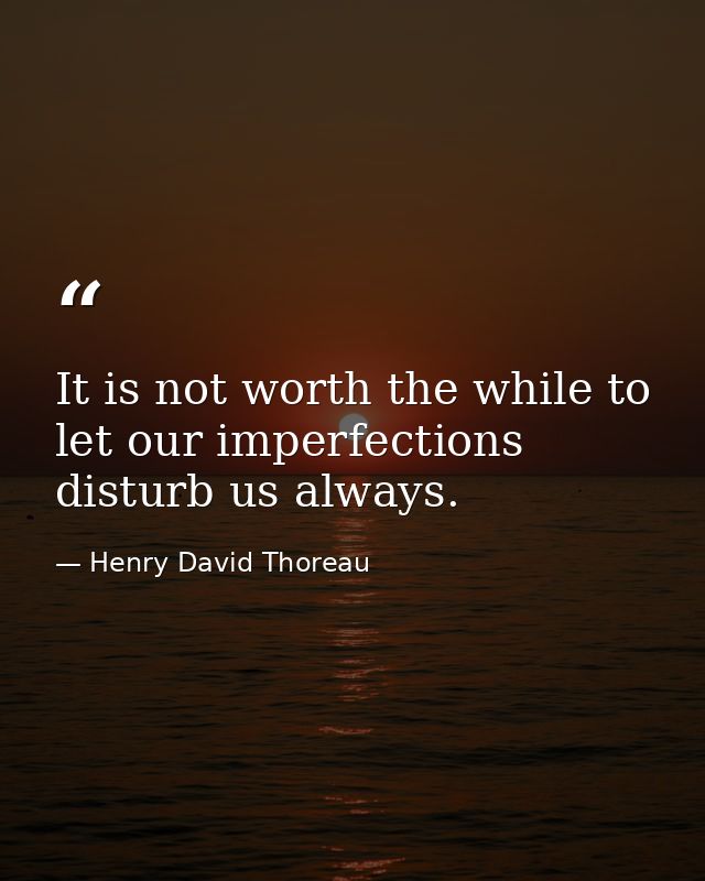 It is not worth the while to let our imperfections disturb us always. — Henry David Thoreau