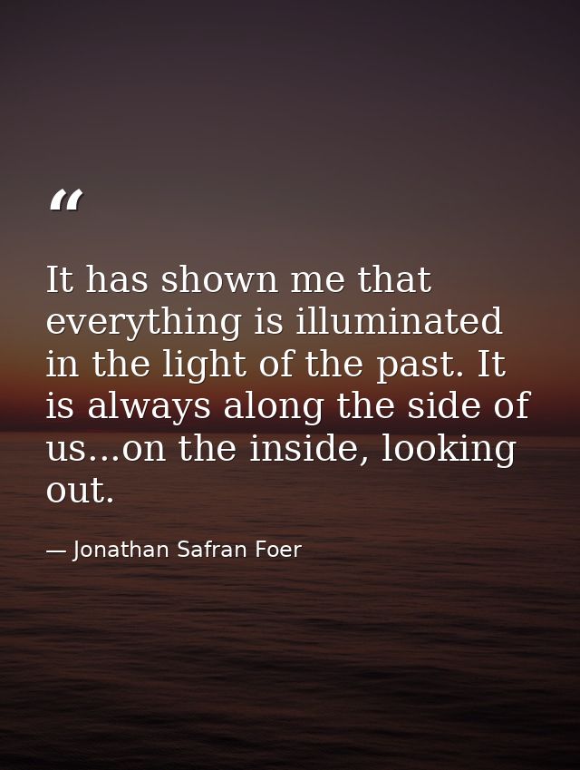 It has shown me that everything is illuminated in the light of the past. It is always along the side of us...on the insi — Jonathan Safran Foer