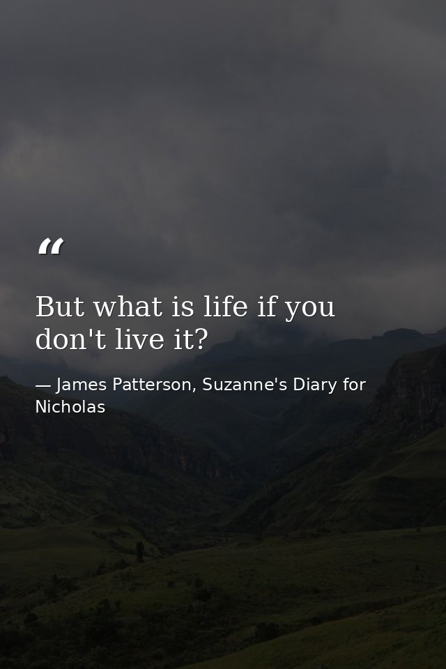 But what is life if you don't live it? — James Patterson, Suzanne's Diary for Nicholas