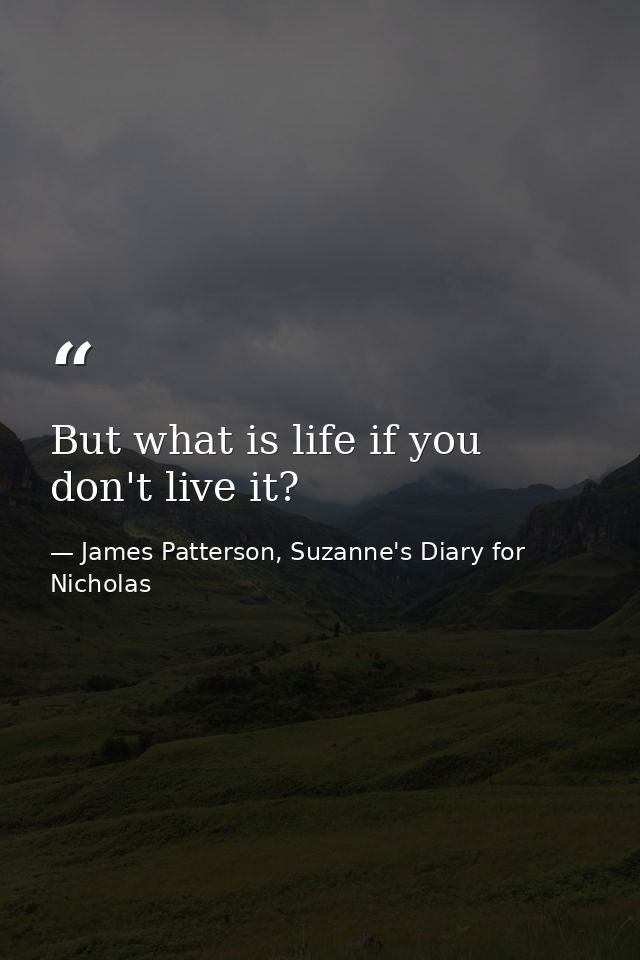 But what is life if you don't live it? — James Patterson, Suzanne's Diary for Nicholas