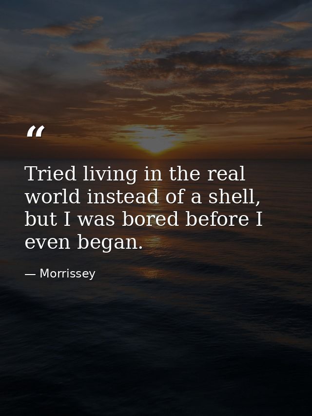 Tried living in the real world instead of a shell, but I was bored before I even began. — Morrissey