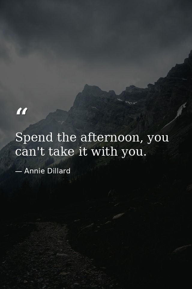 Spend the afternoon, you can't take it with you. — Annie Dillard