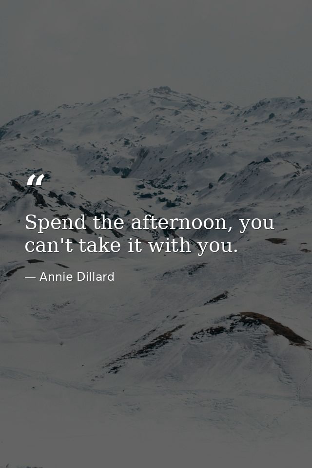 Spend the afternoon, you can't take it with you. — Annie Dillard