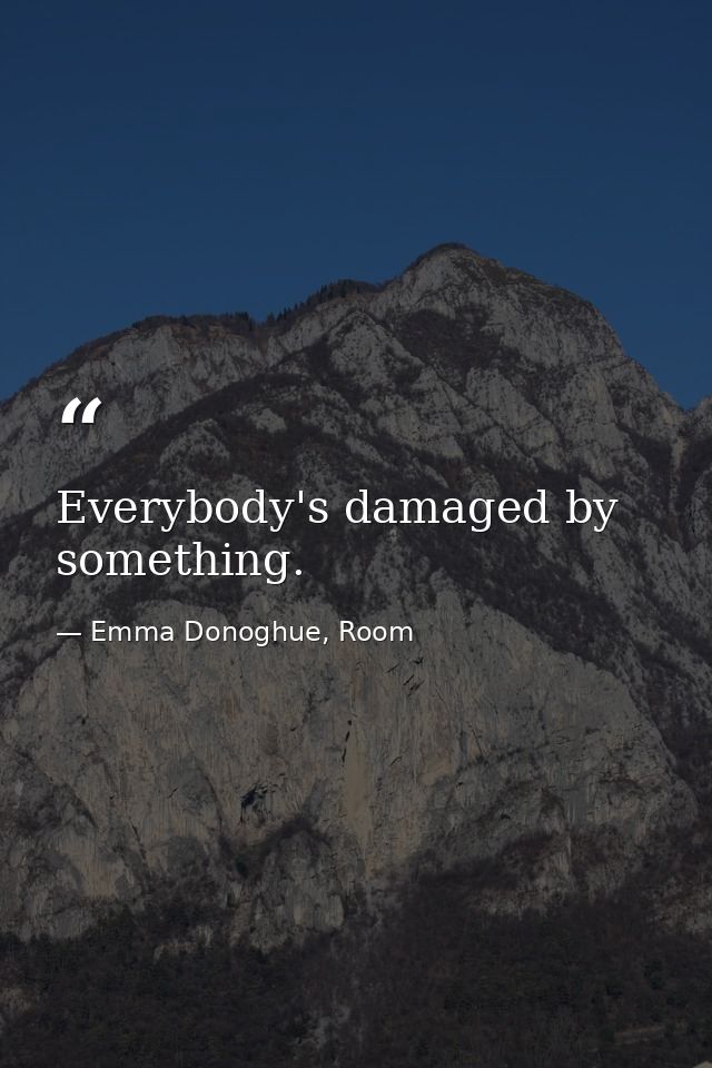 Everybody's damaged by something. — Emma Donoghue, Room