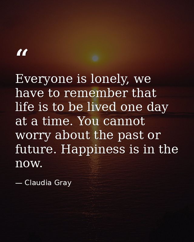 Everyone is lonely, we have to remember that life is to be lived one day at a time. You cannot worry about the past or f — Claudia Gray