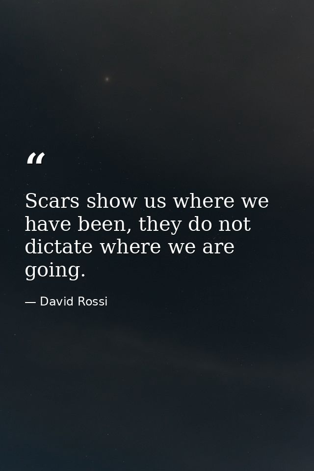 Scars show us where we have been, they do not dictate where we are going. — David Rossi