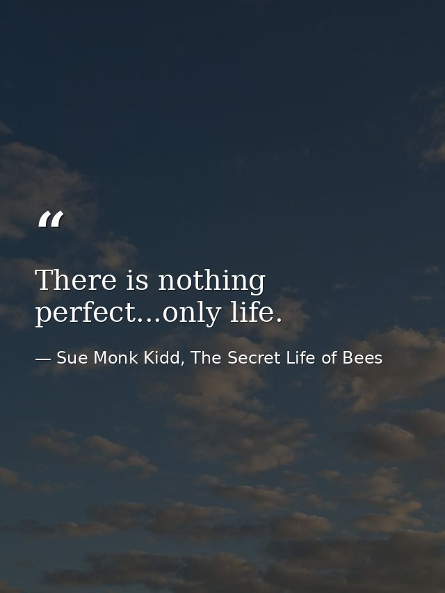 There is nothing perfect...only life. — Sue Monk Kidd, The Secret Life of Bees