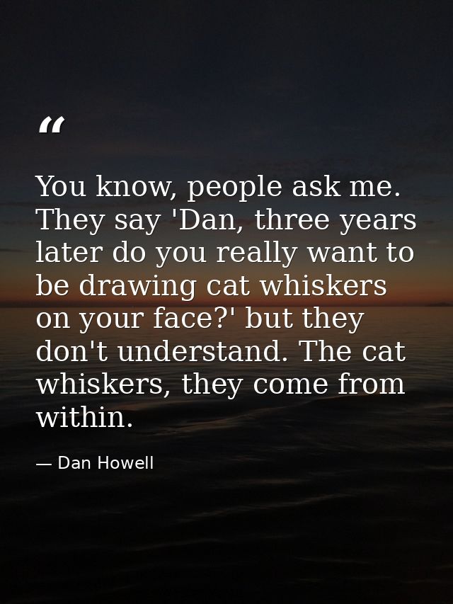 You know, people ask me. They say 'Dan, three years later do you really want to be drawing cat whiskers on your face?' b — Dan Howell