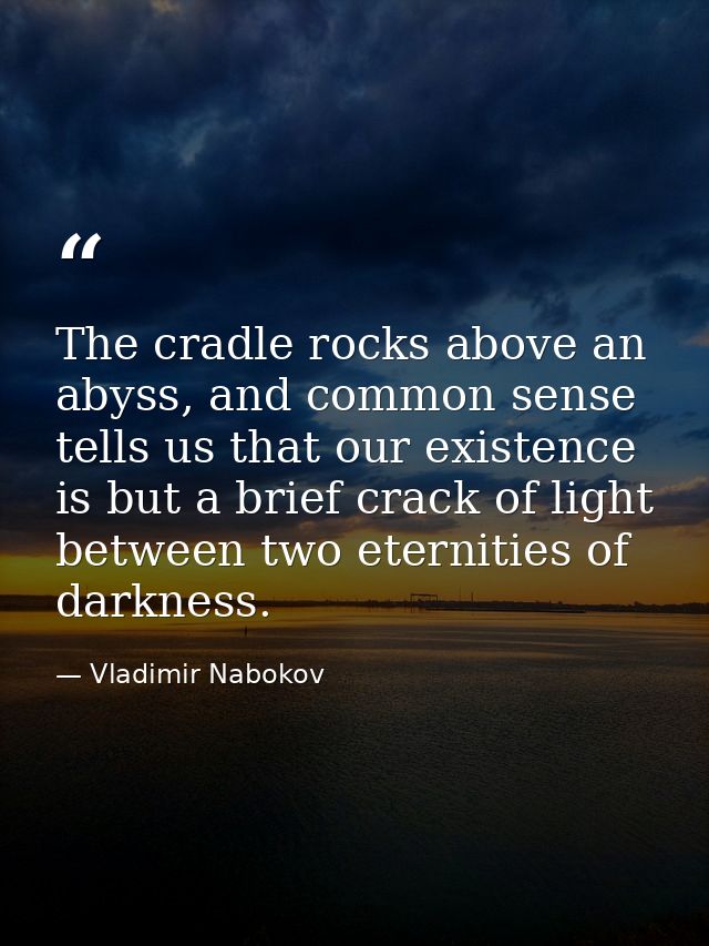 The cradle rocks above an abyss, and common sense tells us that our existence is but a brief crack of light between two  — Vladimir Nabokov