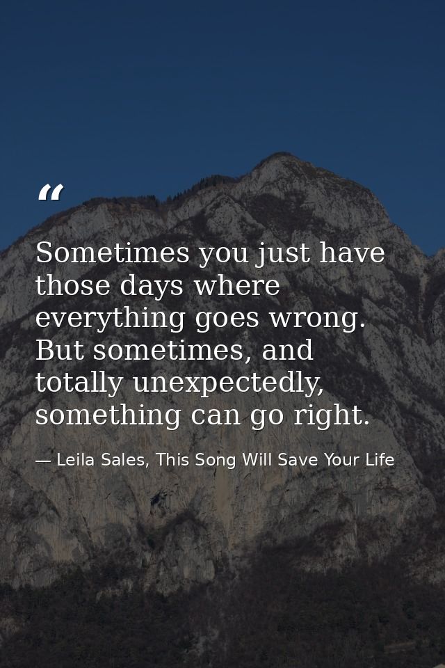 Sometimes you just have those days where everything goes wrong. But sometimes, and totally unexpectedly, something can g — Leila Sales, This Song Will Save Your Life