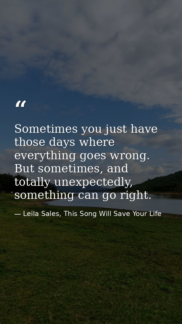 Sometimes you just have those days where everything goes wrong. But sometimes, and totally unexpectedly, something can g — Leila Sales, This Song Will Save Your Life