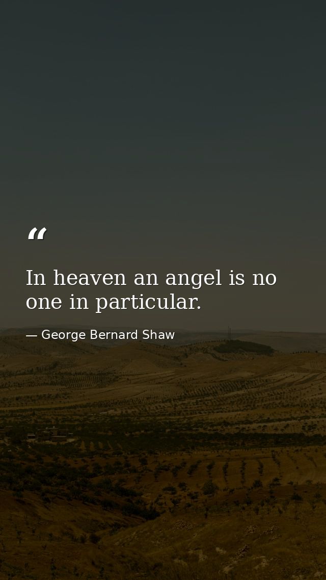 In heaven an angel is no one in particular. — George Bernard Shaw