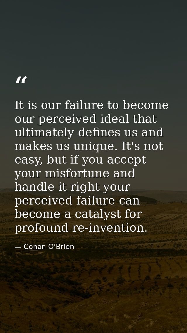 It is our failure to become our perceived ideal that ultimately defines us and makes us unique. It's not easy, but if yo — Conan O'Brien