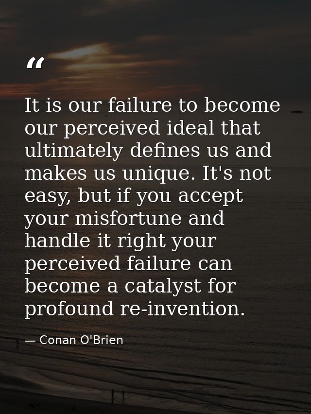 It is our failure to become our perceived ideal that ultimately defines us and makes us unique. It's not easy, but if yo — Conan O'Brien
