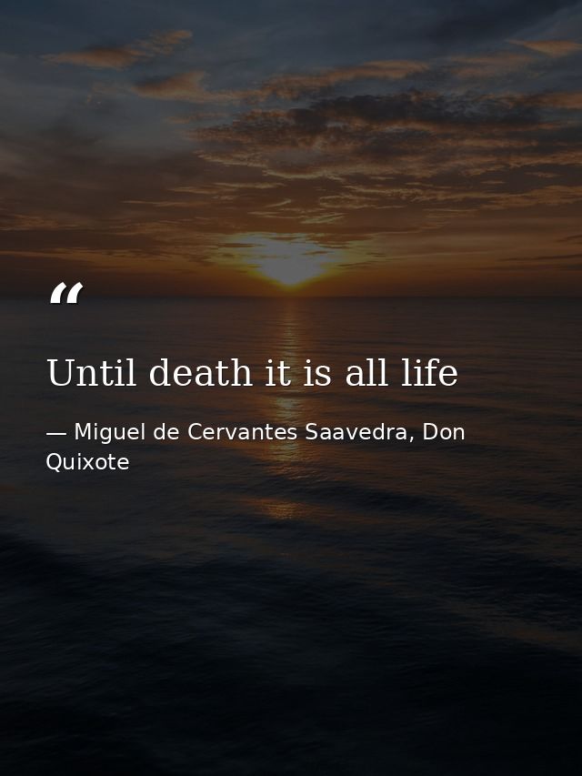 Until death it is all life — Miguel de Cervantes Saavedra, Don Quixote