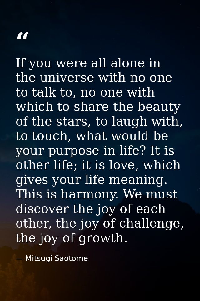 If you were all alone in the universe with no one to talk to, no one with which to share the beauty of the stars, to lau — Mitsugi Saotome