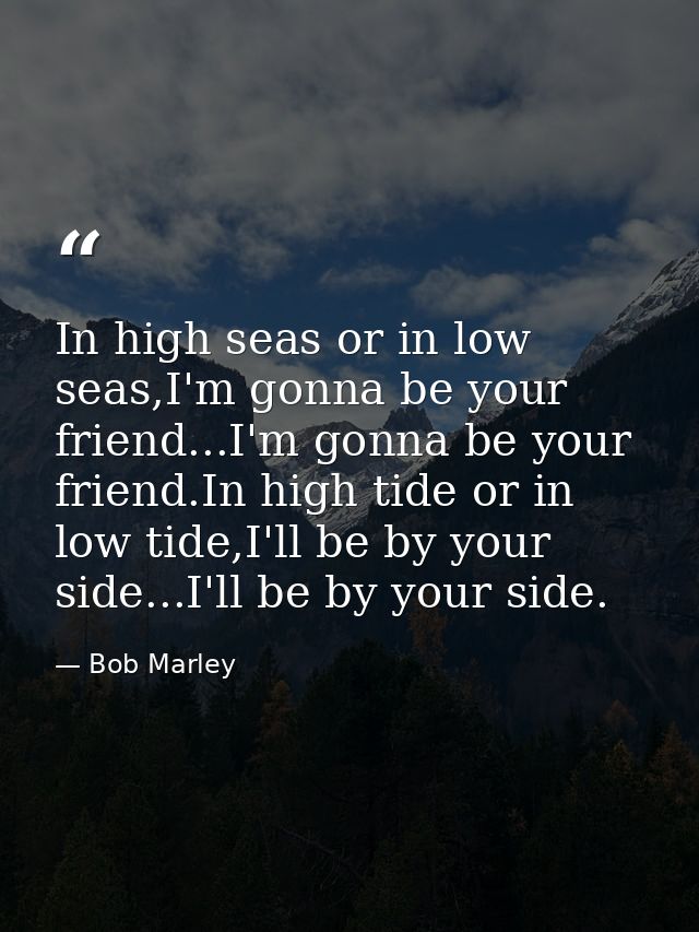 In high seas or in low seas,I'm gonna be your friend...I'm gonna be your friend.In high tide or in low tide,I'll be by y — Bob Marley