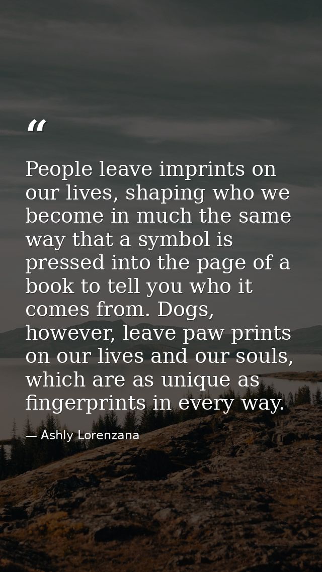 People leave imprints on our lives, shaping who we become in much the same way that a symbol is pressed into the page of — Ashly Lorenzana