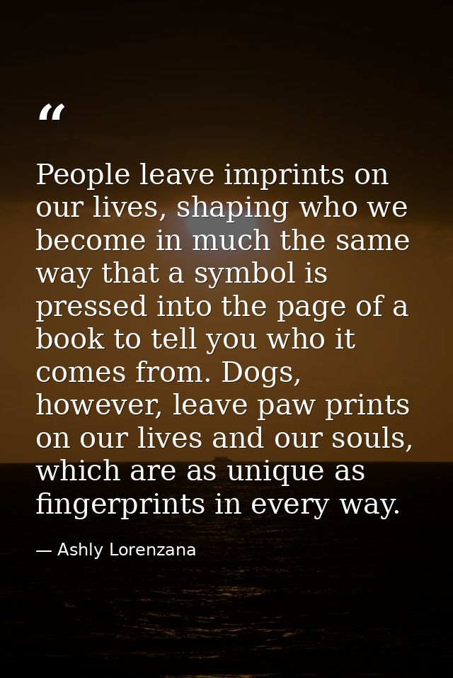 People leave imprints on our lives, shaping who we become in much the same way that a symbol is pressed into the page of — Ashly Lorenzana