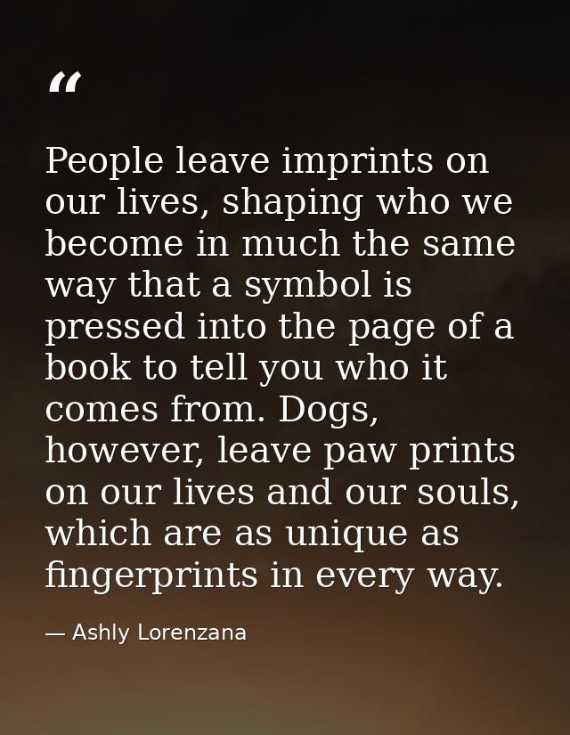 People leave imprints on our lives, shaping who we become in much the same way that a symbol is pressed into the page of — Ashly Lorenzana