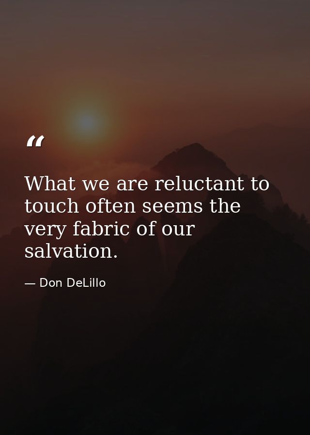 What we are reluctant to touch often seems the very fabric of our salvation. — Don DeLillo