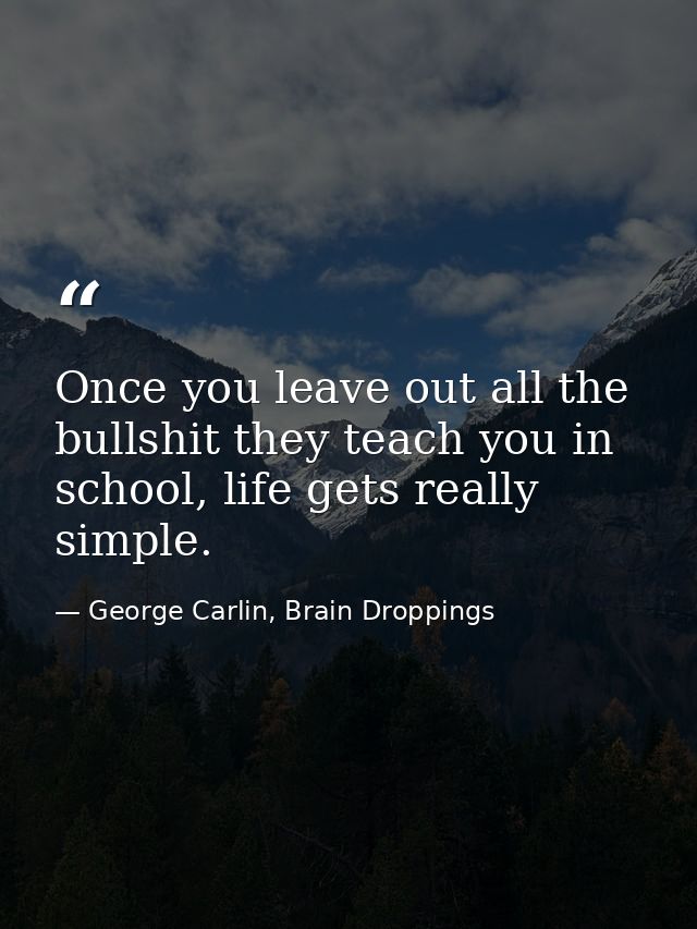 Once you leave out all the bullshit they teach you in school, life gets really simple. — George Carlin, Brain Droppings