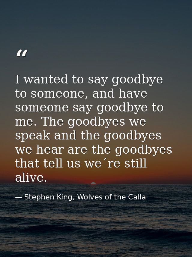 I wanted to say goodbye to someone, and have someone say goodbye to me. The goodbyes we speak and the goodbyes we hear a — Stephen King, Wolves of the Calla