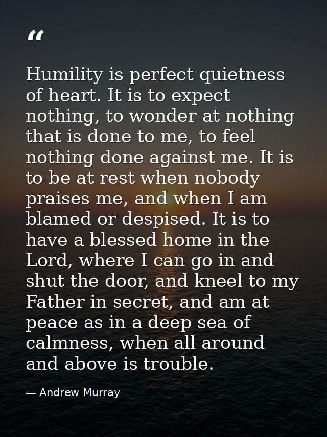 Humility is perfect quietness of heart. It is to expect nothing, to wonder at nothing that is done to me, to feel nothin — Andrew Murray
